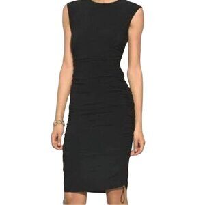 Ashley Graham Beyond Black Sleeveless Ruched Drawstring Side Dress Size 16